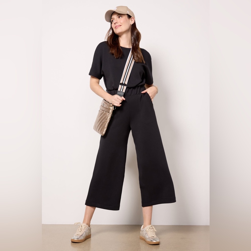 SPANX Air Essentials Crop Wide Leg Jumpsuit in Black